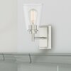 Designers Fountain Westin 5.25in 1-Light Satin Platinum Modern Industrial Indoor Wall Sconce with Clear Glass Shade 95701-SP